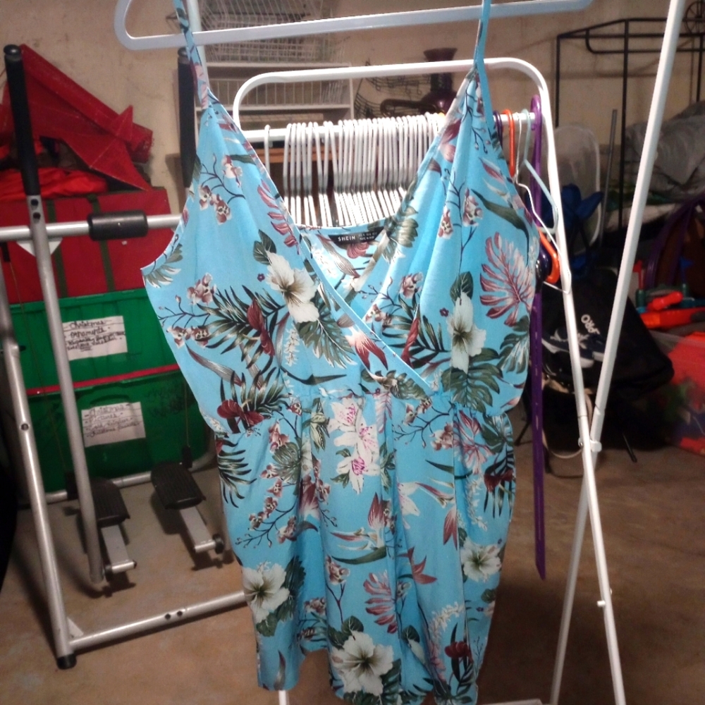 Shein Vcay Tropical Print Slip Romper, Size. 12, XL